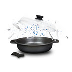 Tegame in alluminio fuso Induzione con coperchio vetro borosilicato con presine incluse 28 cm