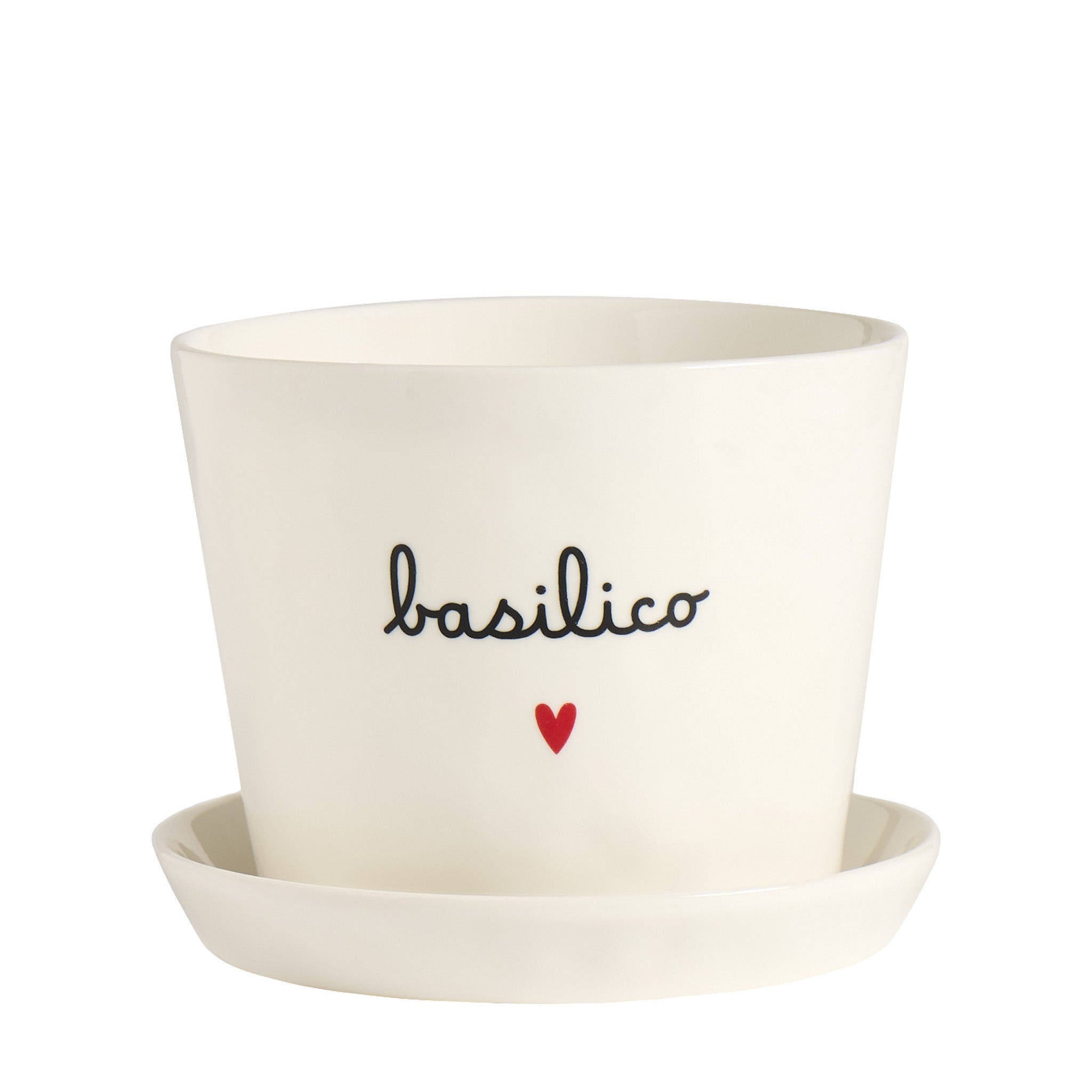 Vaso Basilico Cuore, con sottovaso