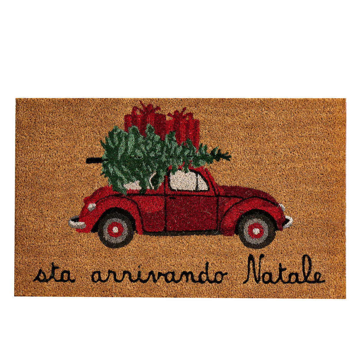 Zerbino Natalizio "Sta Arrivando Natale" - In Cocco - 40x70 cm - Antiscivolo