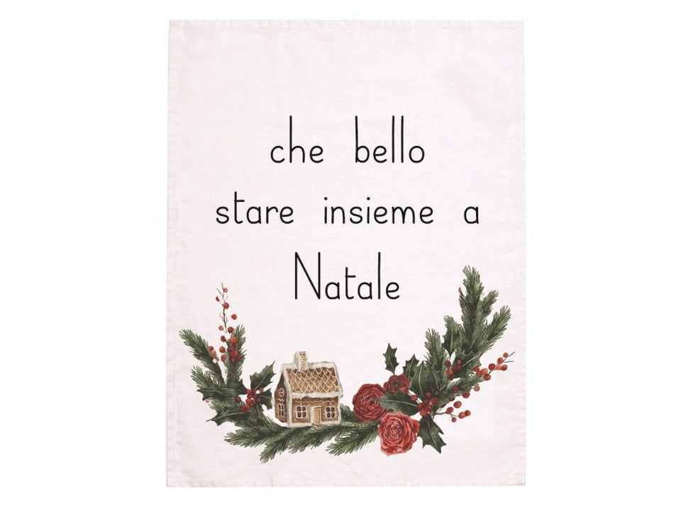 Canovaccio Natalizio "Che Bello Stare Insieme a Natale" - 50x70 cm - 100% Cotone