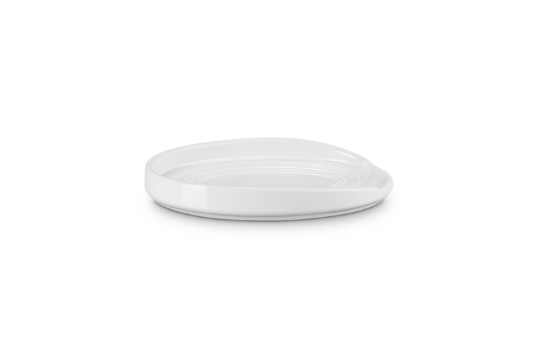 Poggiamestolo ovale in gres vetrificato bianco