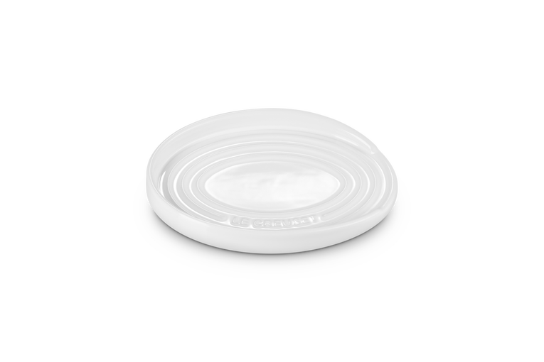 Poggiamestolo ovale in gres vetrificato bianco
