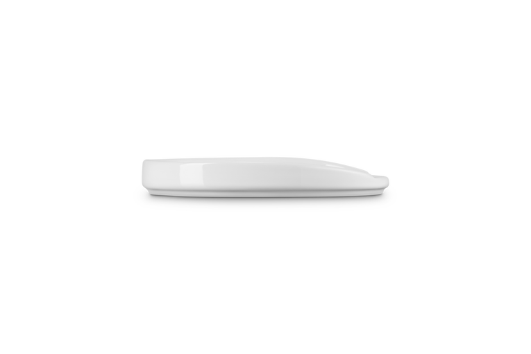 Poggiamestolo ovale in gres vetrificato bianco