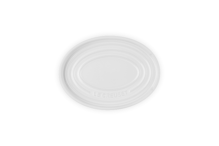 Poggiamestolo ovale in gres vetrificato bianco