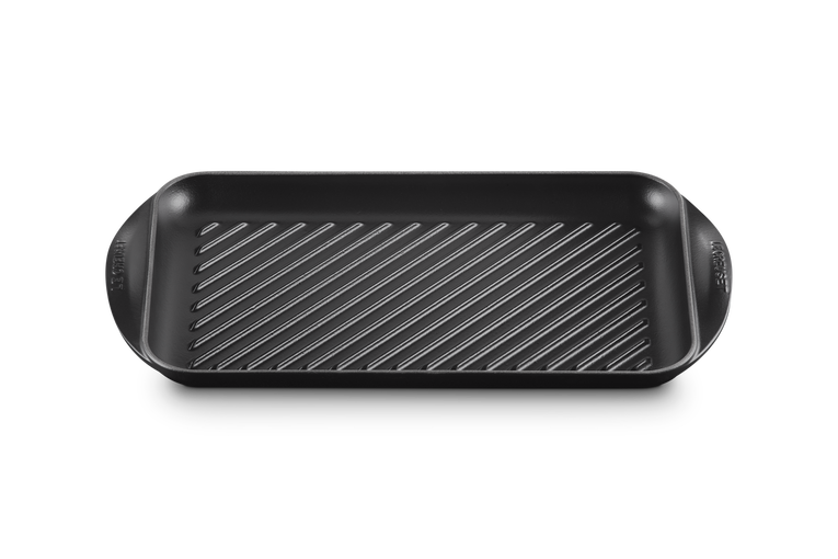 Grill rettangolare extralarge in ghisa vetrificata 47x25x32cm Nero Matt