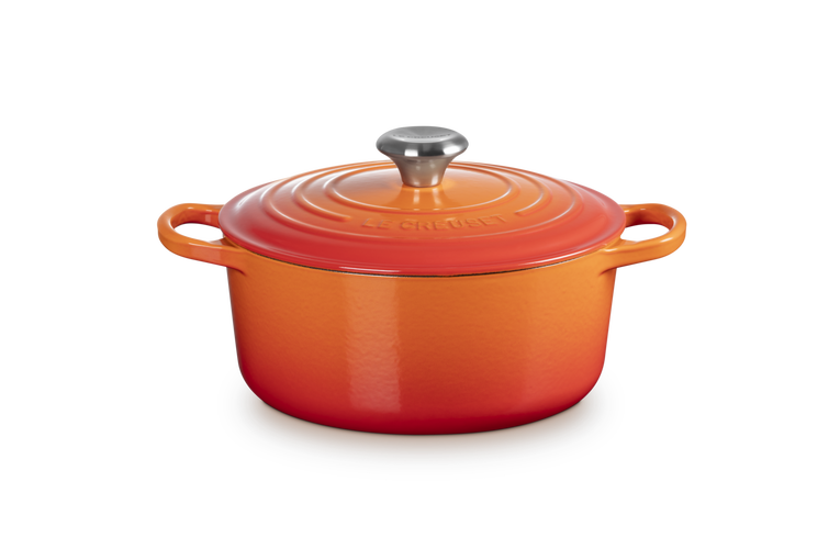 Cocotte rotonda Evolution in ghisa vetrificata arancio, 24cm