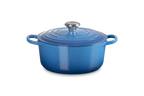 Cocotte rotonda Evolution in ghisa vetrificata blu , 28 cm