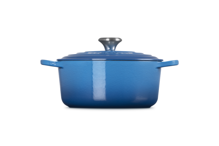 Cocotte rotonda Evolution in ghisa vetrificata blu , 28 cm