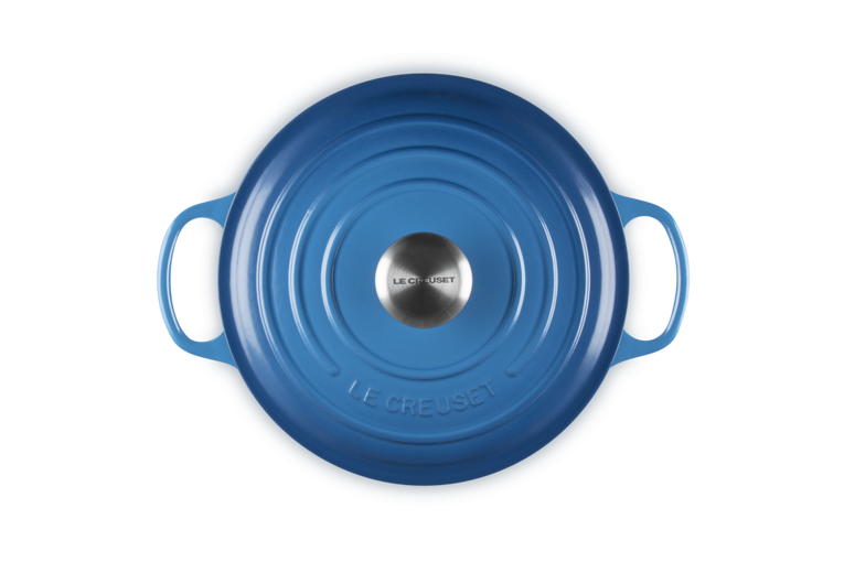 Cocotte rotonda Evolution in ghisa vetrificata blu , 28 cm