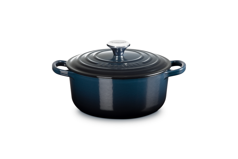 Cocotte rotonda Evolution in ghisa vetrificata blu notte,20cm
