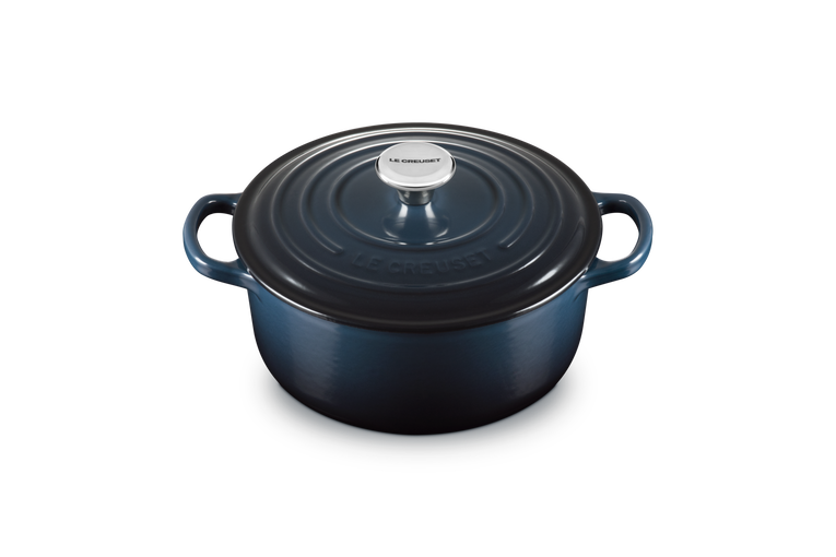 Cocotte rotonda Evolution in ghisa vetrificata blu notte,20cm