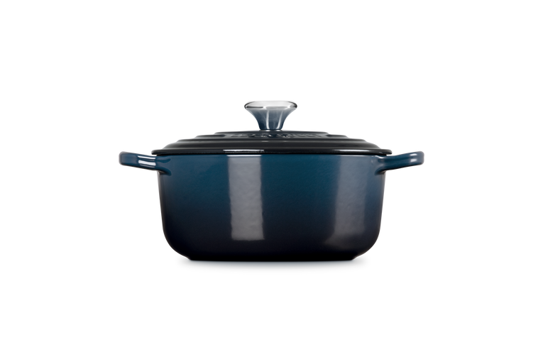 Cocotte rotonda Evolution in ghisa vetrificata blu notte,20cm