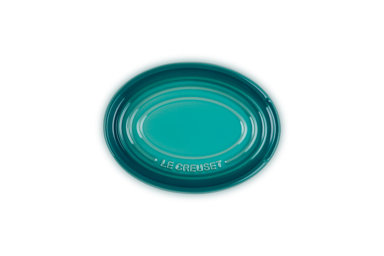 Poggiamestolo ovale in gres vetrificato blu