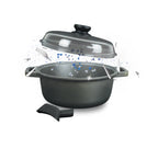 Tegame in alluminio fuso Induzione con coperchio vetro borosilicato con presine incluse 28 cm