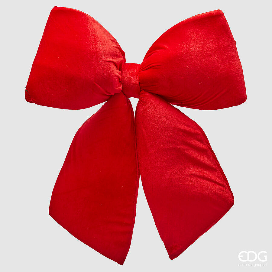 Decoro Fiocco di Natale H 63 Cm L 62 Cm Velluto Rosso