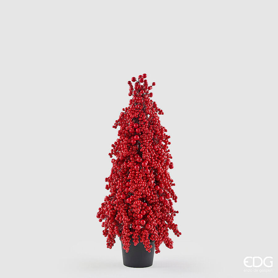 Cono Bacche Decorativo Rosso H 74