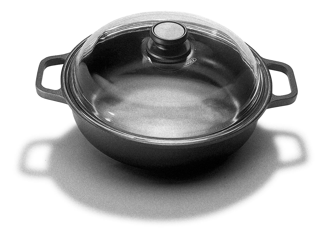 Tegame in alluminio fuso Induzione con coperchio vetro borosilicato con presine incluse 24 cm