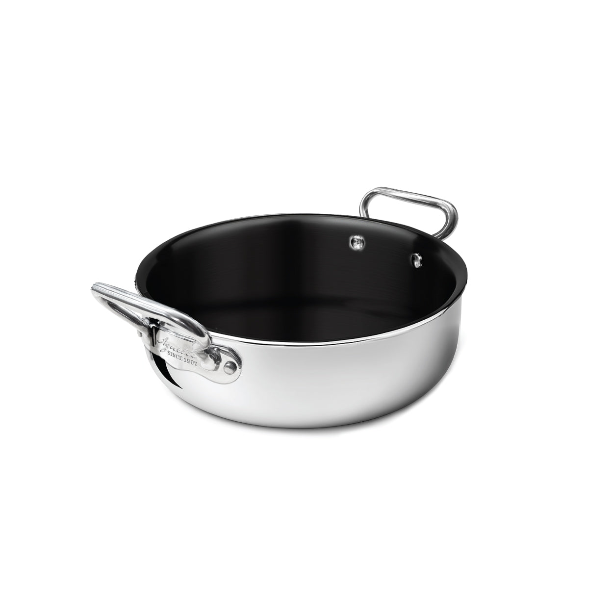 Tegame-Rondò in Alu-Inox 1907 2ply antiaderente PFAS Free, con due maniglie, diam. 32cm