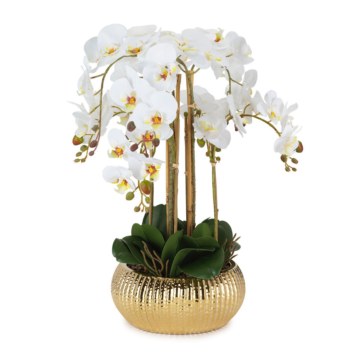 Pianta Orchidea Artificiale 8 Rami con Vaso - 30x70H cm - Real Touch Effetto Vero