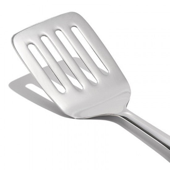 Paletta forata in acciaio inox per servire con manico ergonomico