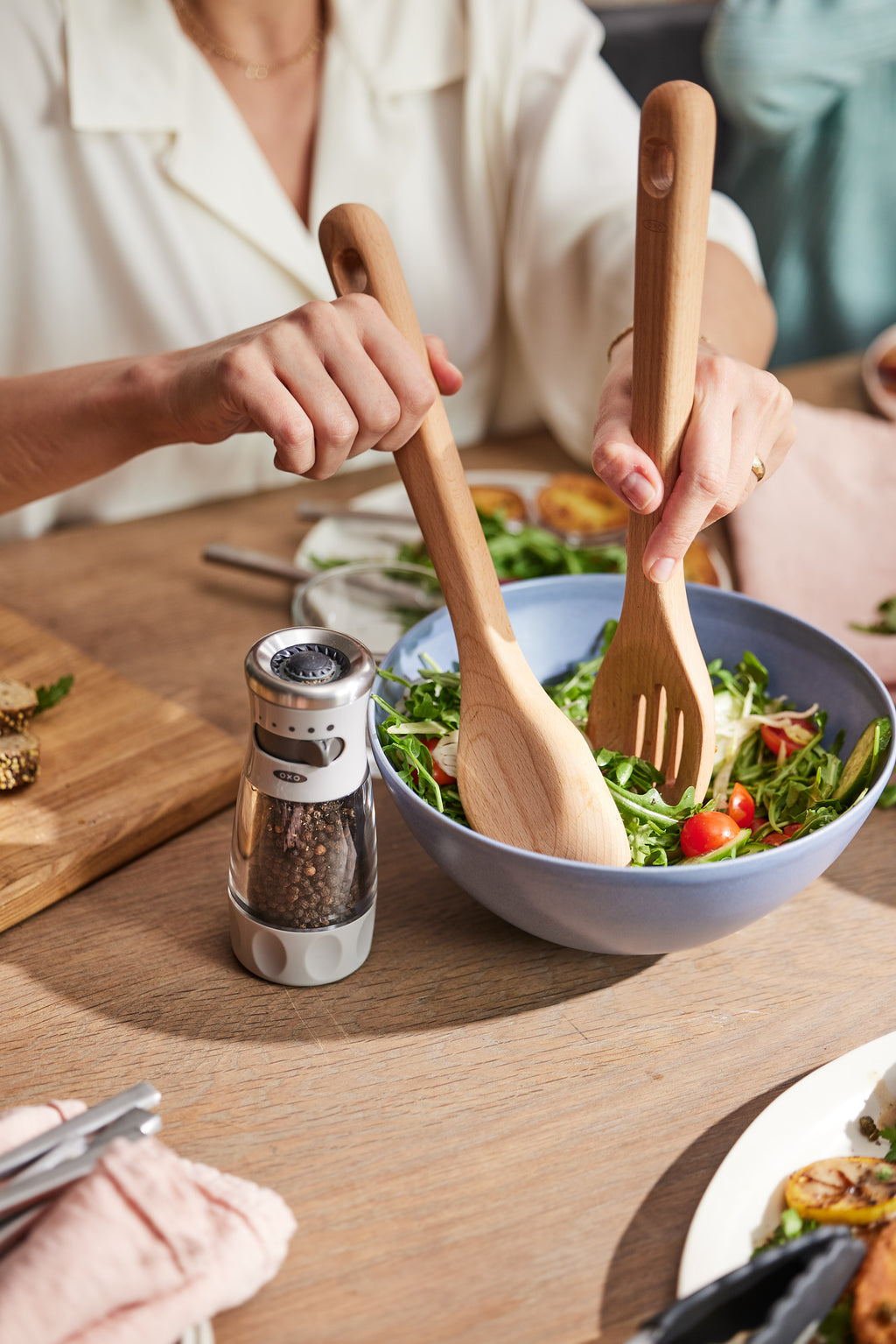 Coppia posate per insalata in faggio