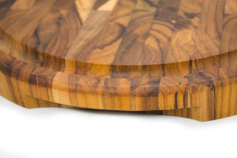 Tagliere con scanalatura in TEAK END GRAIN Ø 35x3,2 cm
