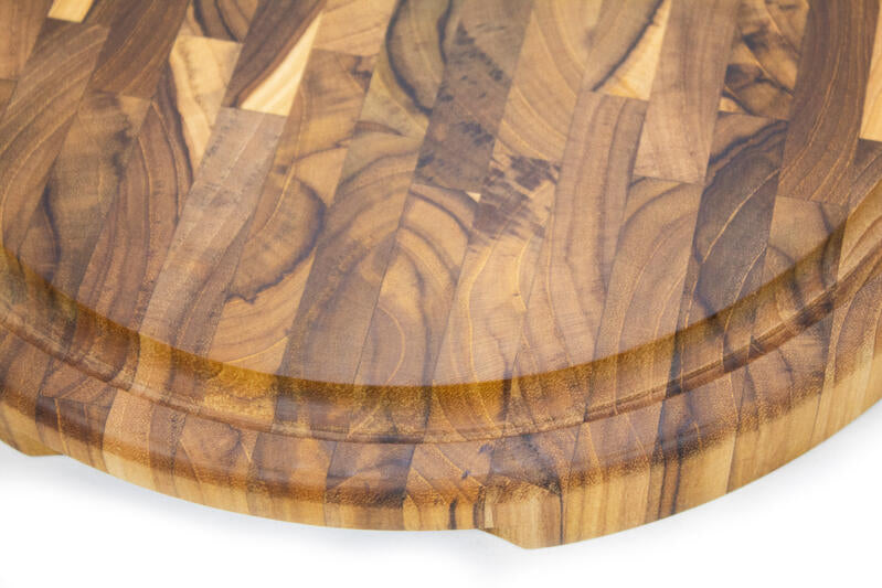 Tagliere con scanalatura in TEAK END GRAIN Ø 35x3,2 cm