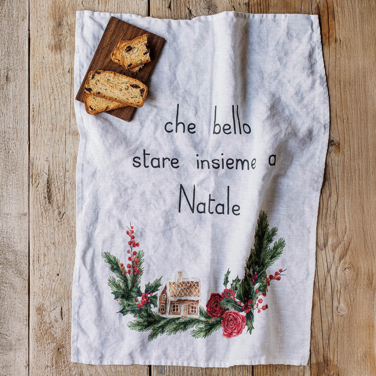 Canovaccio Natalizio "Che Bello Stare Insieme a Natale" 50x70 cm - 100% Cotone