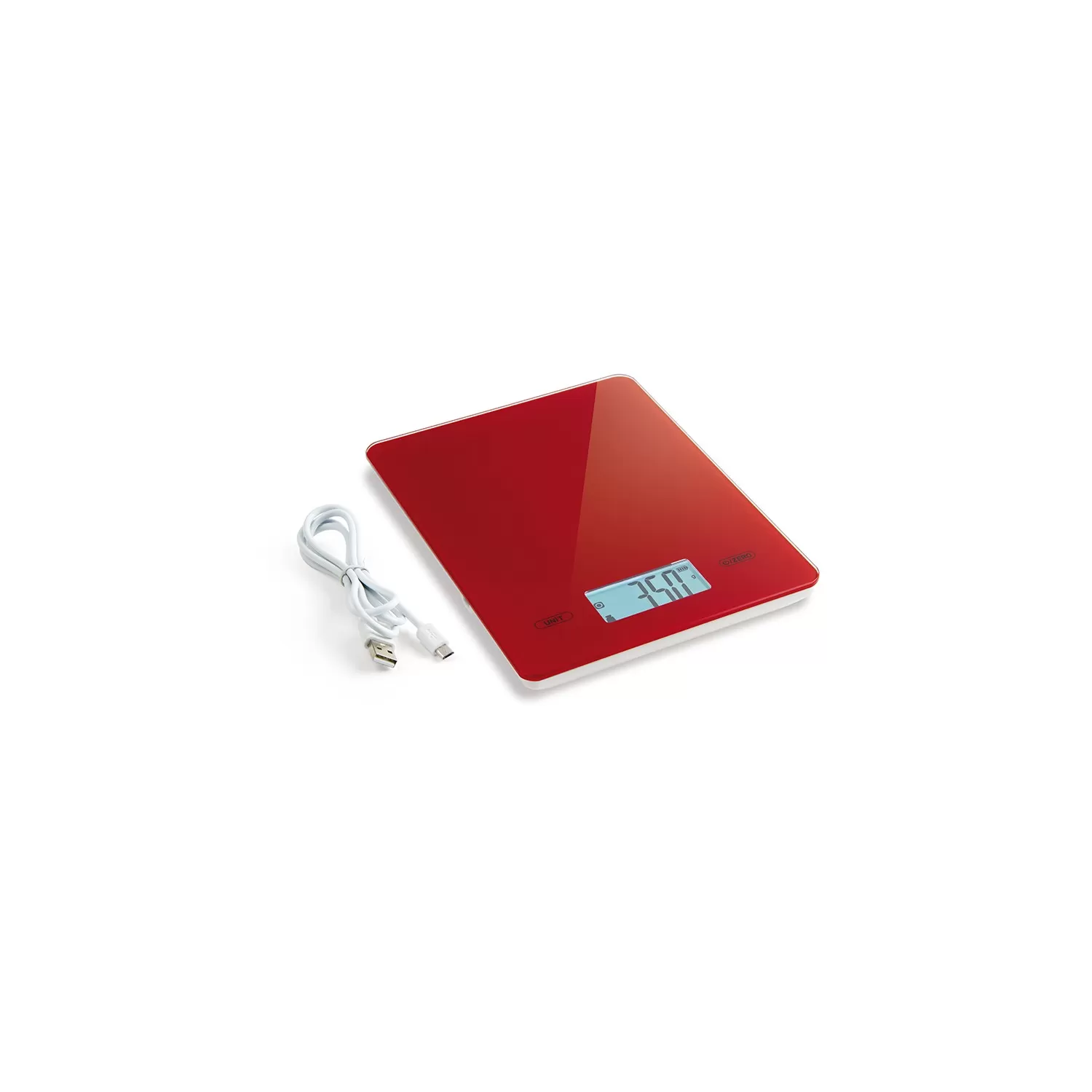 Bilance, Bilancia usb base vetro rosso  5 kg 16x21 cm