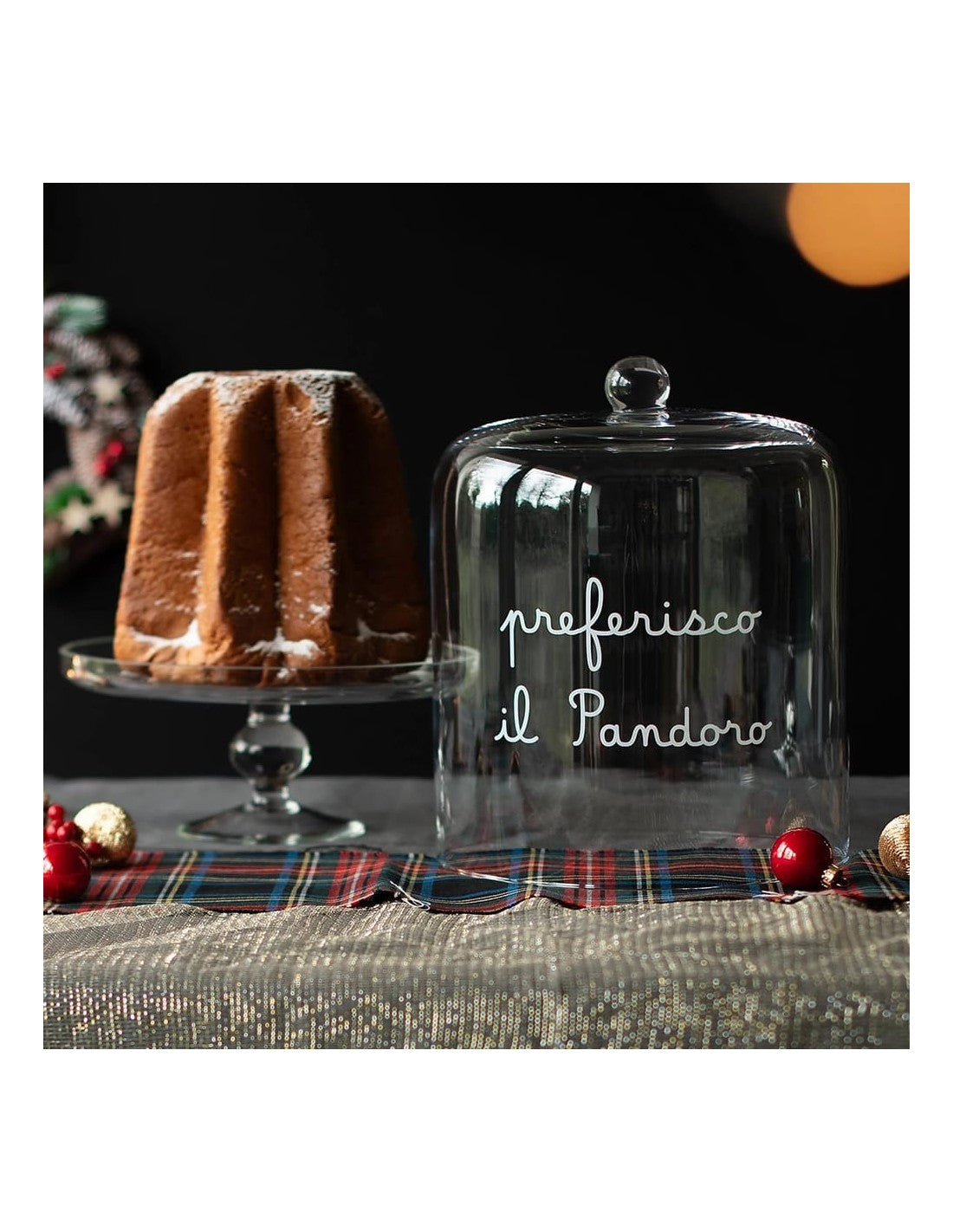 Campana Natale Preferisco il Pandoro D.24,5xH29 cm Decorazione Natalizia Ironica
