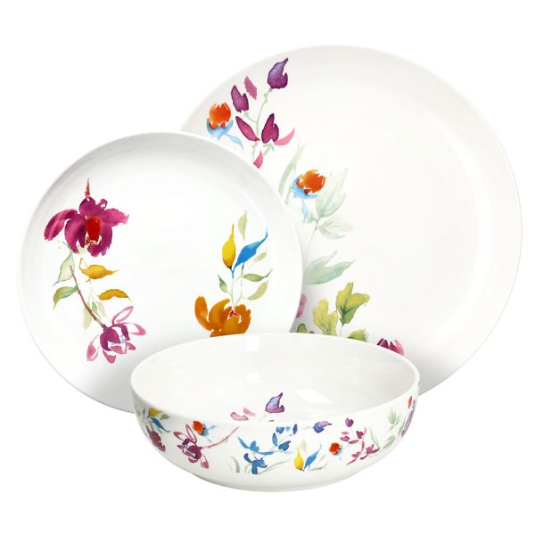 Servizio piatti 18 pezzi Iris Porcellana Bianco
