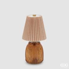Lampada da Tavolo Plisse con Led H 22 Cm D 11,5 Cm IP 20 Hazelnut Scatola Regalo