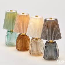 Lampada da Tavolo Plisse con Led H 22 Cm D 11,5 Cm IP 20 Hazelnut Scatola Regalo