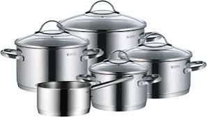 WMF Provence Plus Batteria Pentole 5 Pezzi + 4 Coperchi - Acciaio Inox Cromargan® 18/10 con Fondo TransTherm®
