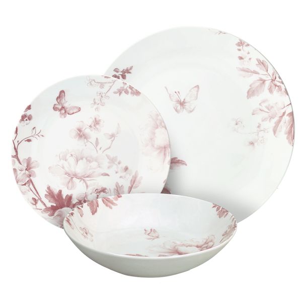 Servizio piatti 18 pezzi Vie En Rose Porcellana Rosa