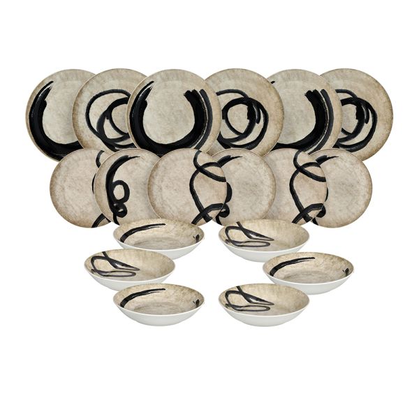 Servizio piatti 18 pezzi Maori Porcellana Beige