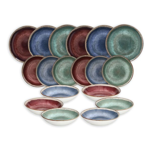Servizio piatti 18 pezzi Ibiza Porcellana Multicolor