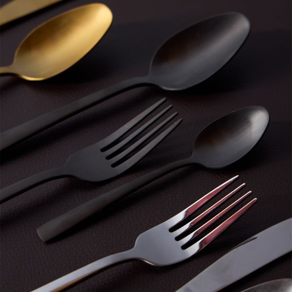 Servizio 24 Posate Matt Black Acciaio Inox 18/0 Nero