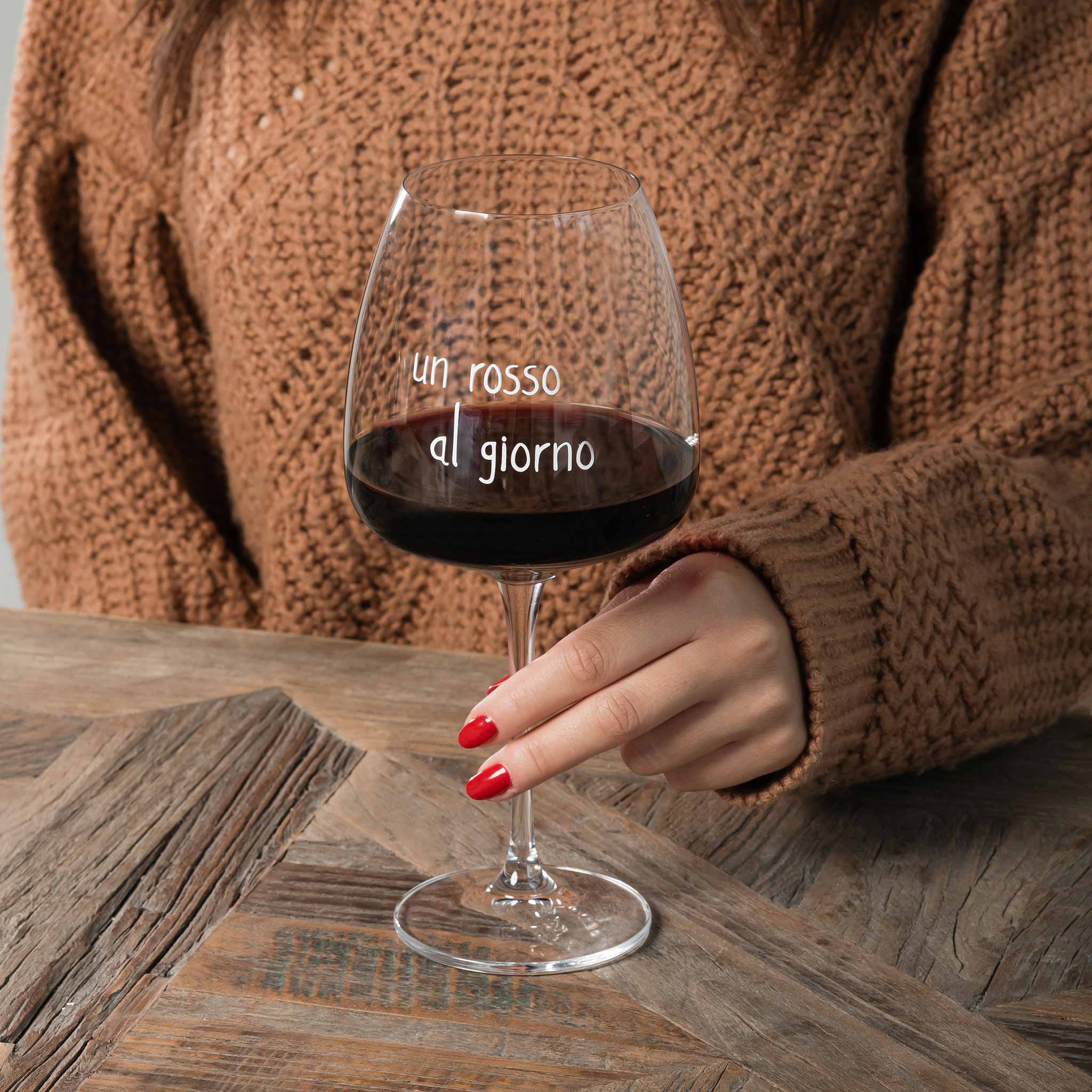 Set 2 calici vino Un rosso al giorno 77cl