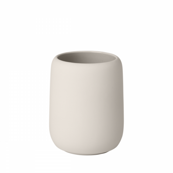 Bicchiere porta spazzolino in ceramica color latte Blomus